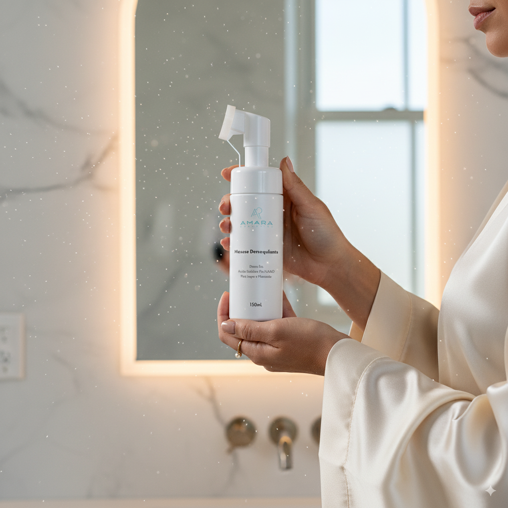 Mousse Demaquilante Amara – Limpeza com Peptídeos e Esponja de Silicone 150ml