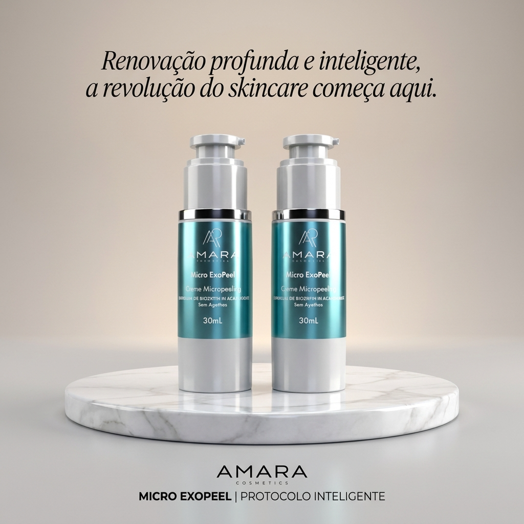 Pele mais firme, luminosa e com poros reduzidos em 7 dias. O Micro ExoPeel usa Exossomos e PDRN para renovar sem agredir. Garantia de 30 dias.