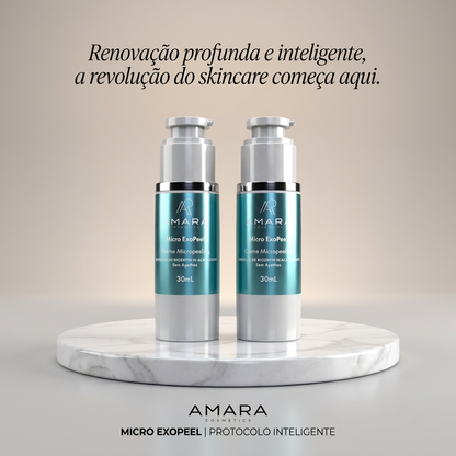 Pele mais firme, luminosa e com poros reduzidos em 7 dias. O Micro ExoPeel usa Exossomos e PDRN para renovar sem agredir. Garantia de 30 dias.